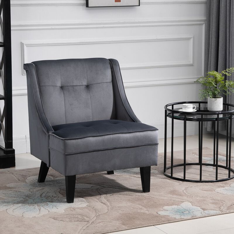 Modern Single Accent Chair Tufted with Thick Padding and Wings