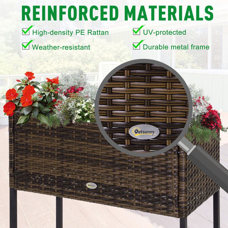 Hivvago Wicker Raised Garden Planter with Rack Shelf image number 4