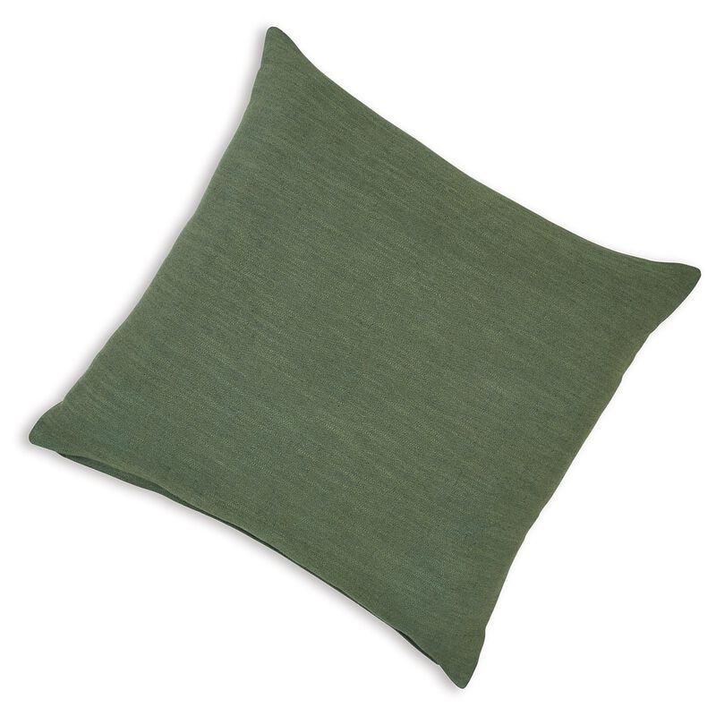 Ina 22 Inch Accent Throw Pillow Set of 4, Square, Green Cotton Linen - Benzara