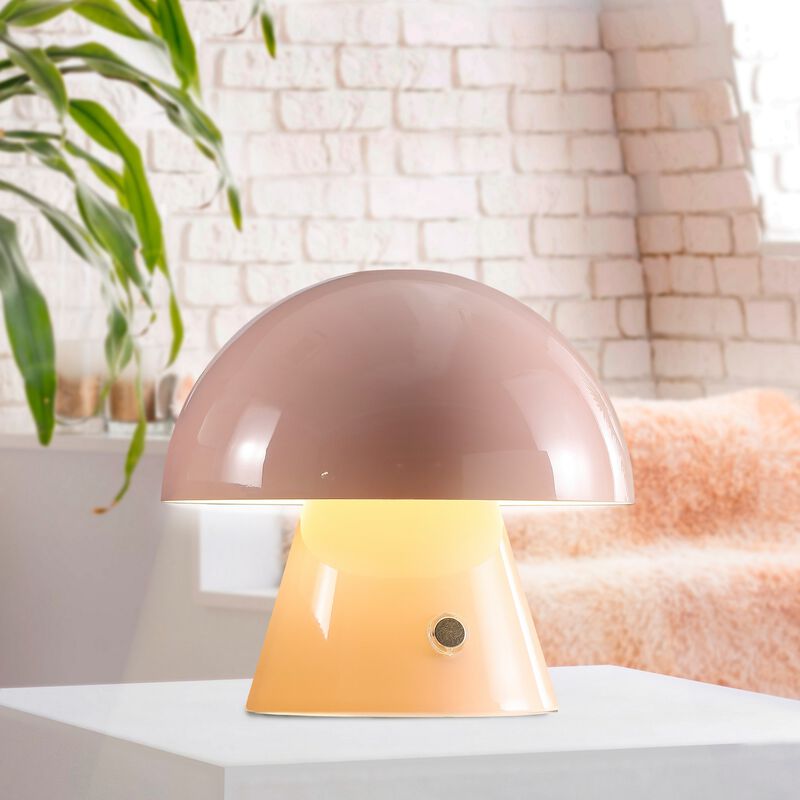 Porcini Contemporary Bohemian Rechargeablecordless Iron Integrated LED Mushroom Table Lamp