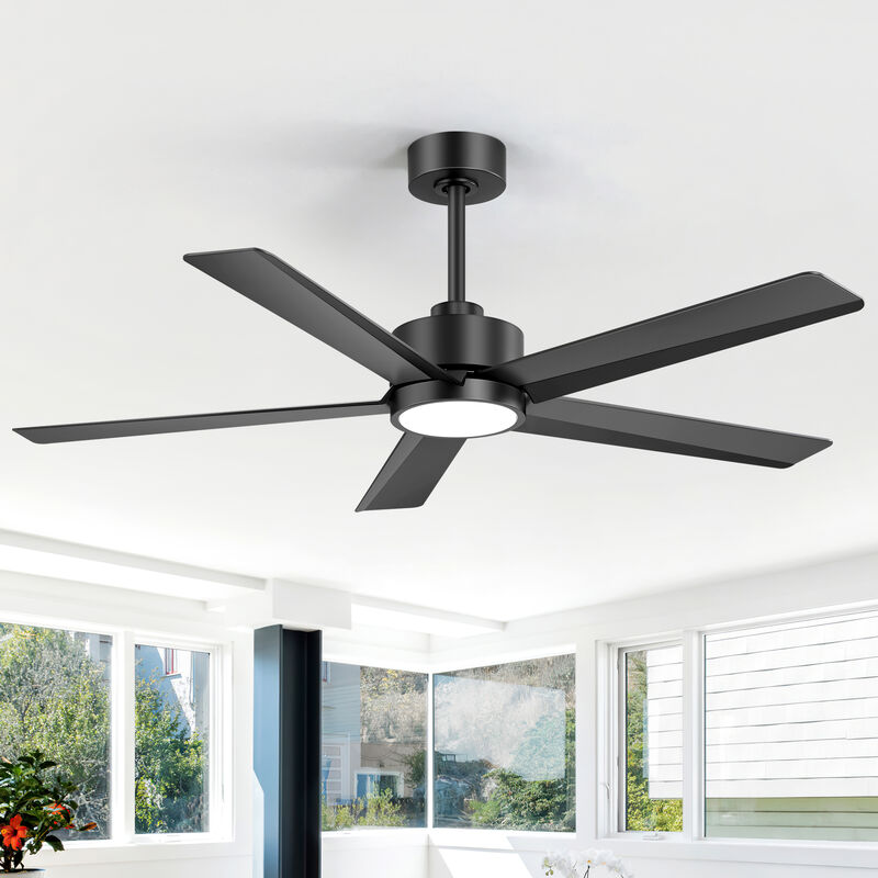 Breezary 52" LED Ceiling Fan with Light, 5 Blade, 6 Speed, Reversible, Quiet Downrod Mount, Remote Control image number 7
