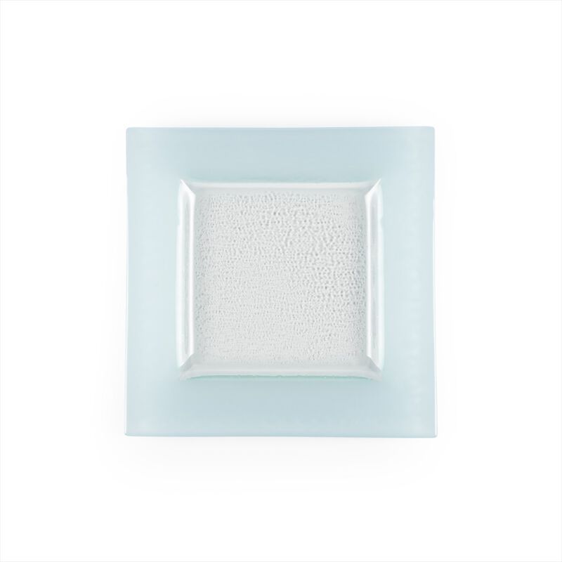 Glass Dinnerware 6" x 6" Square Blue Glass Plate (Set of 4)