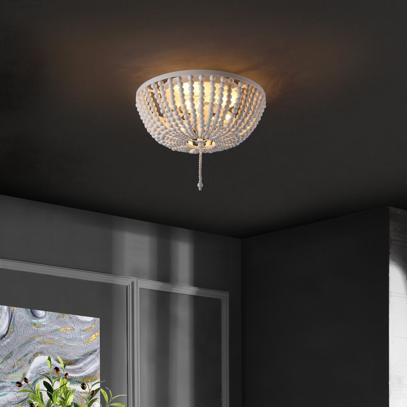 Allison Wood Beaded/Metal LED Flush Mount