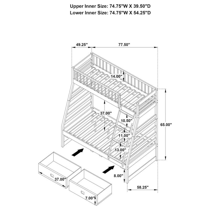 Coaster Co. of America Ashton 2-drawer Wood Twin Over Full Bunk Bed Cappuccino image number 1