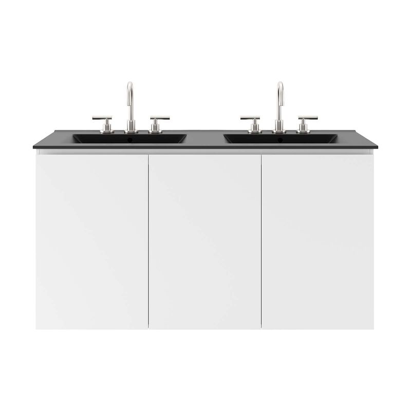 Modway Bryn 48" Wall-Mount Double Sink Bathroom Vanity in White/Black image number 4