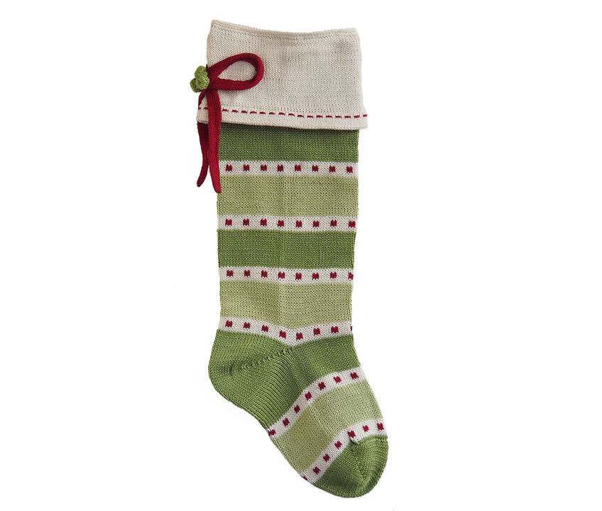 Green Stripe Stocking With Bow