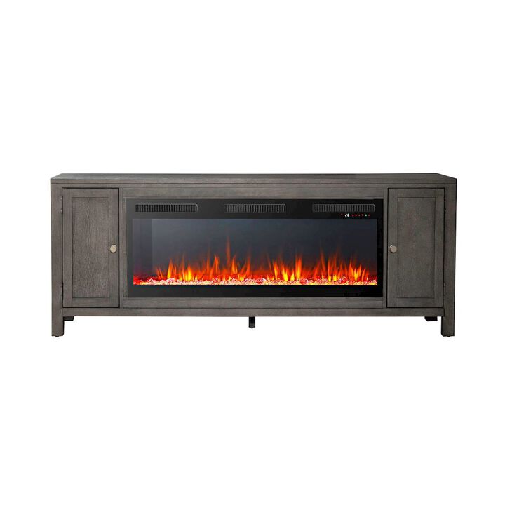 Liberty Furniture Heated LED Fireplace TV Consoles 78 Inch - Dusty Charcoal with Heavy Distressing
