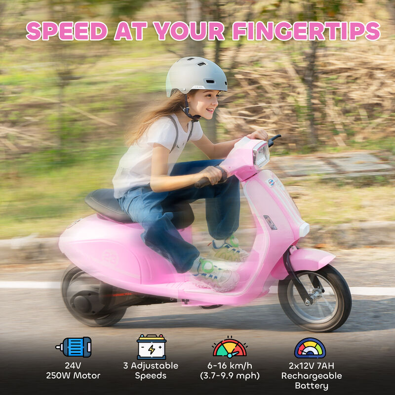 BreeBe 24V Kids Motorcycle with 3-Speed, Electric Motorcycle with Rear Suspension and LED Lights image number 3