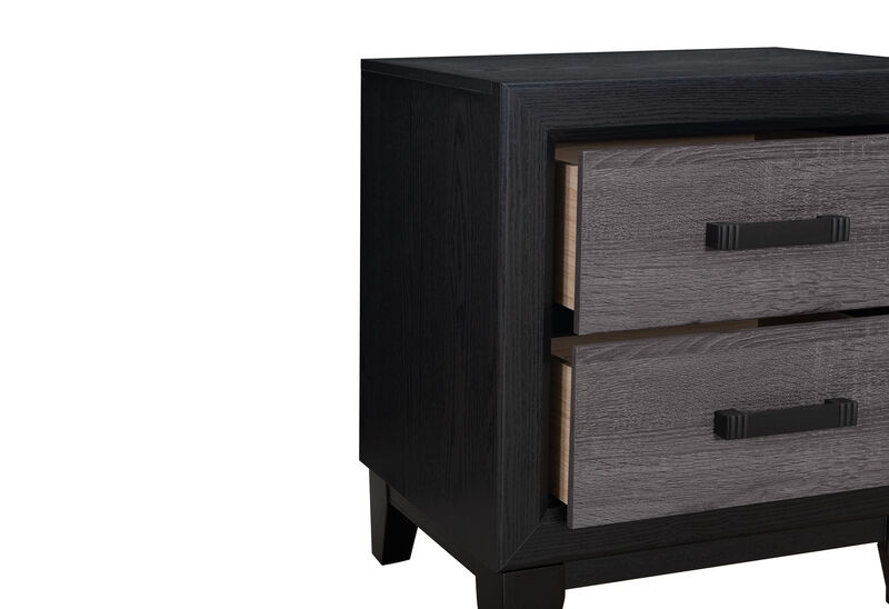 HomeRoots 22" Black And Gray Wood Two Drawer Nightstand