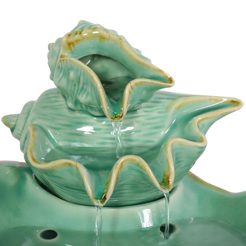 Sunnydaze Stacked Tiered Seashells Ceramic Indoor Water Fountain - 7 in image number 3