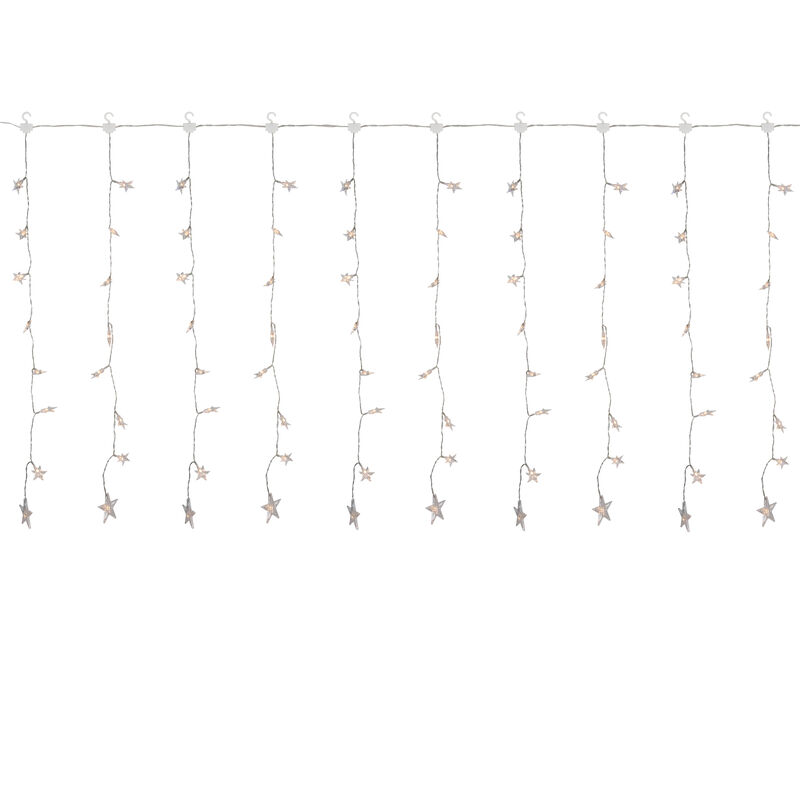 120 LED Warm White Curtain Christmas Lights - 7.5' Clear Wire