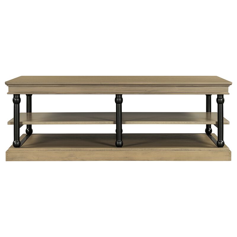 Bard Coffee Table, Veneer, 2 Tier Shelves, Metal Legs image number 2