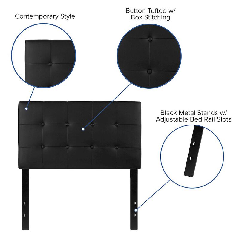 Flash Furniture Tufted Upholstered Twin Size Headboard in Black Vinyl image number 2