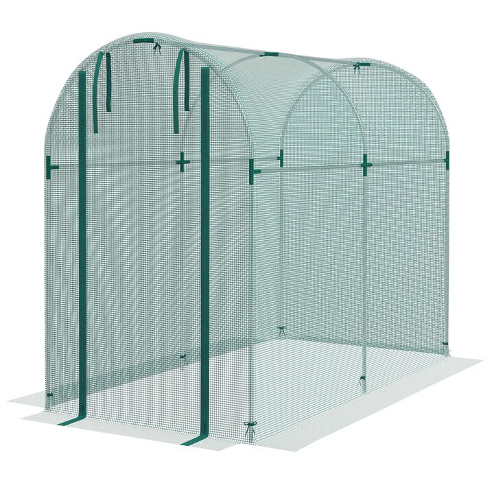 Outsunny 4' x 4' Crop Cage, Plant Protection Tent with Zippered Door and Galvanized Steel Frame, Fruit Cage Netting Cover for Garden, Yard, Lawn, Green