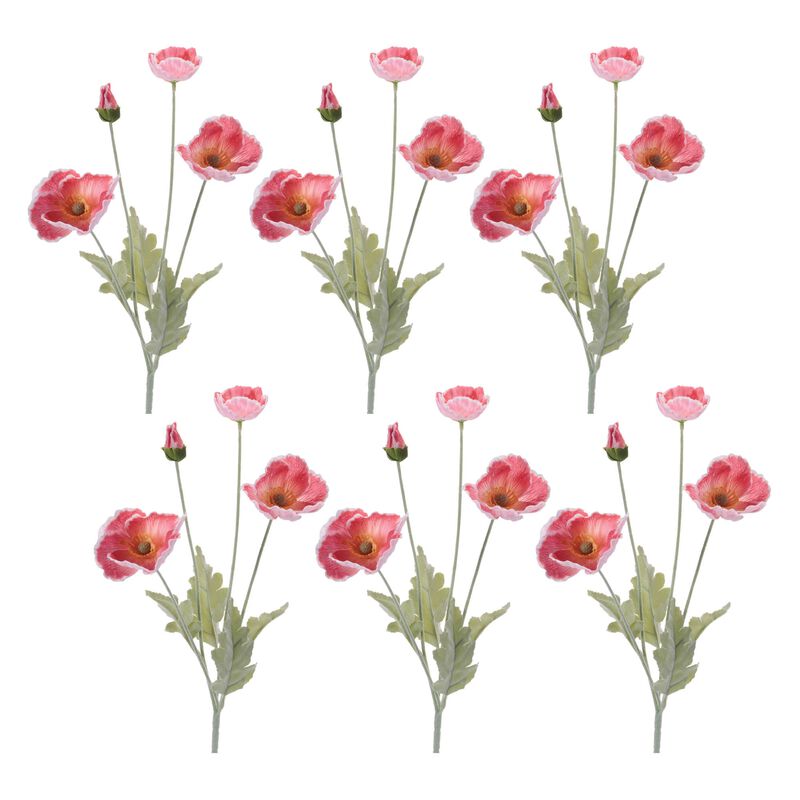 Set of 6 Poppy Floral Sprays for Vases, Centerpieces, or Seasonal Arrangements