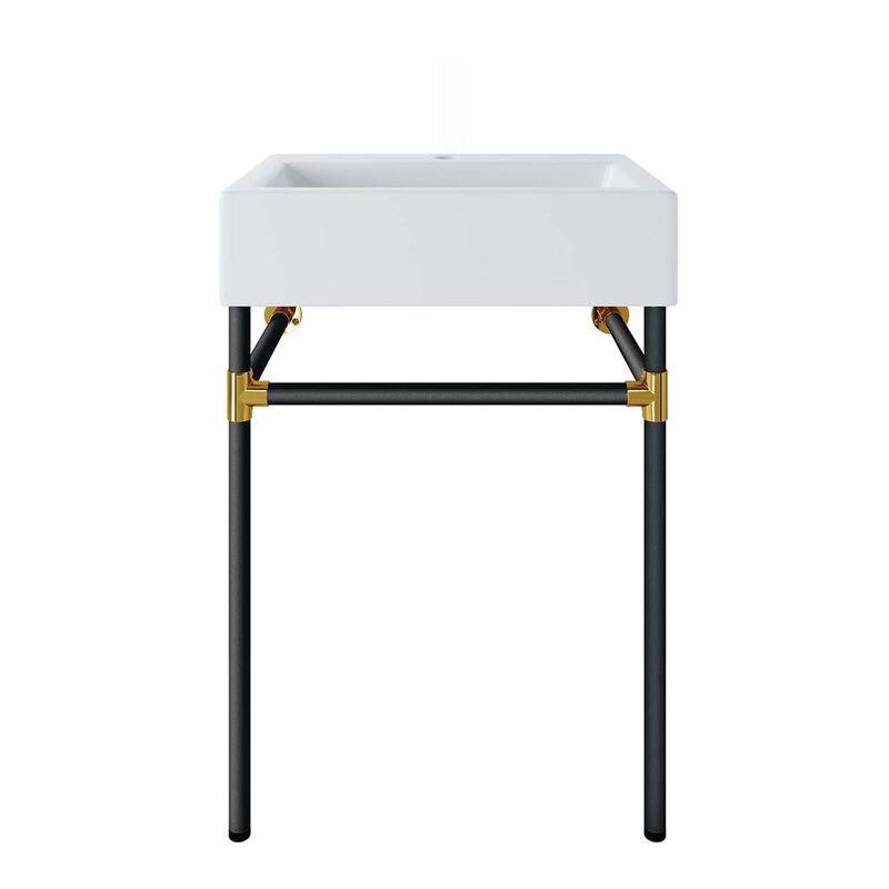 Modway Redeem 24 Wall-Mount Black Stainless Steel Bathroom Vanity