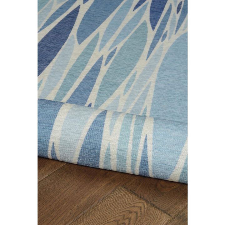 Linon Outdoor Washable Pompano Blue & Ivory, Rug