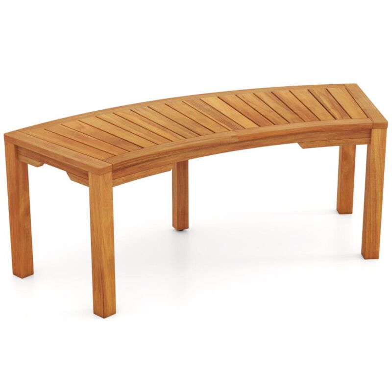 Hivvago Outdoor Bench Acacia Wood Curved Garden Bench 2-Person