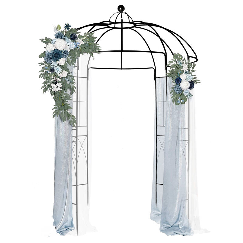 Decorative Wrought Iron Gazebo Arch, Elegant Metal Pavilion for Courtyard & Backyard