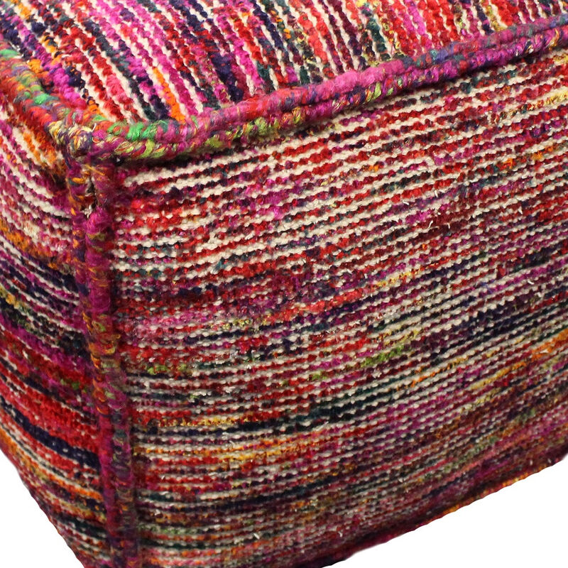 Hivvago 18 Inch Pink Wool Cube Pouf Ottoman