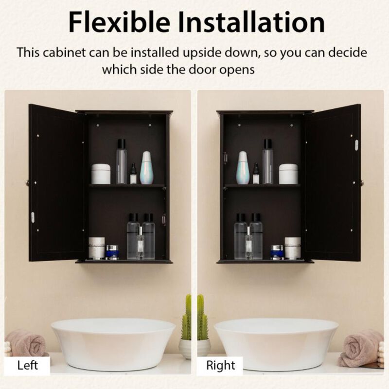 Hivvago Bathroom Wall Cabinet with Single Mirror Door and Adjustable Shelf