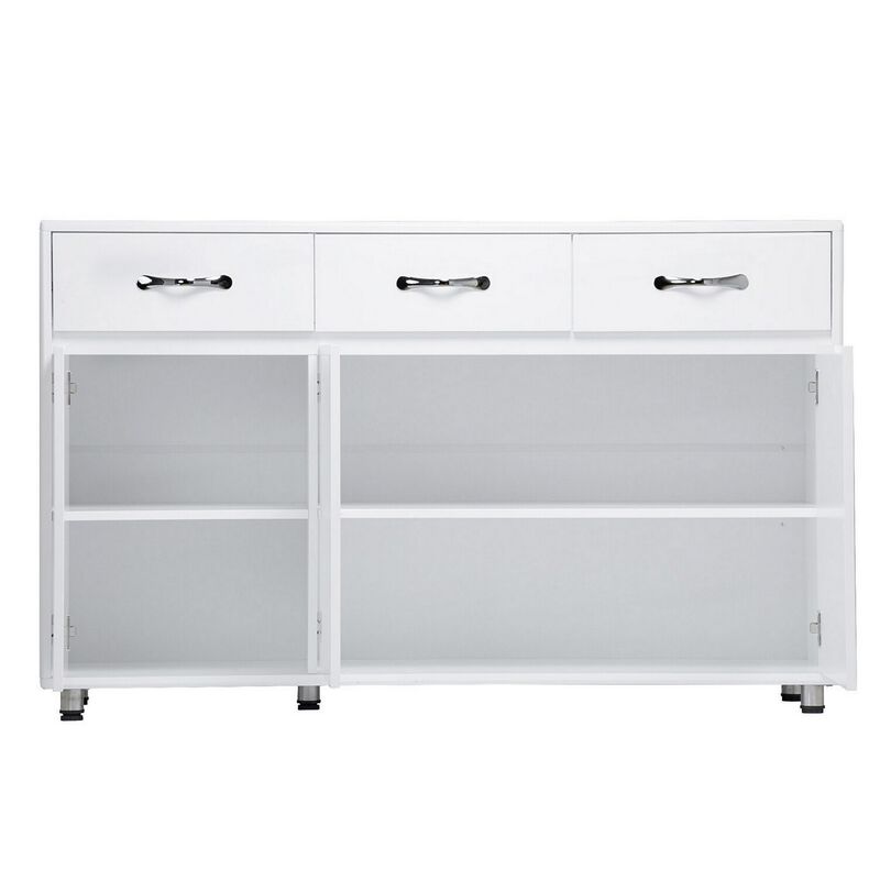 Jen 52 Inch Sideboard Buffet Console, 3 Drawers, 3 Cabinet Doors, White-Benzara