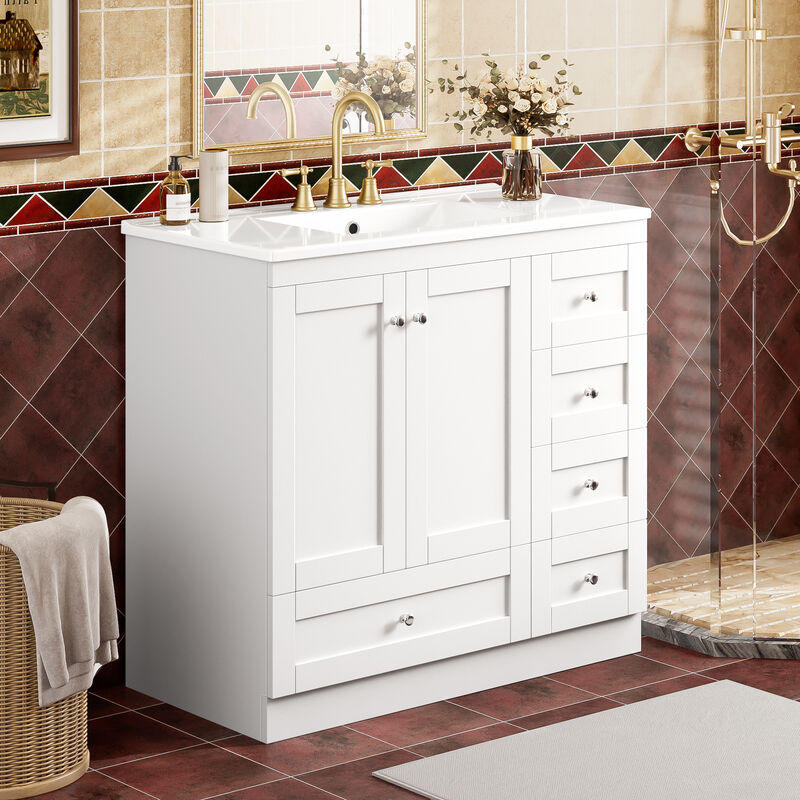 Merax 36" Modern Bathroom Vanity with Ceramic Sink 36