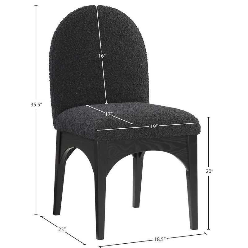 Meridian Furniture Waldorf Black Boucle Fabric Dining Chair