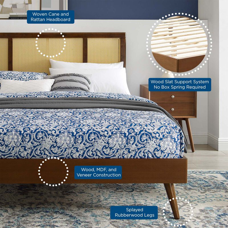 Modway - Kelsea Cane and Wood Full Platform Bed with Splayed Legs image number 7