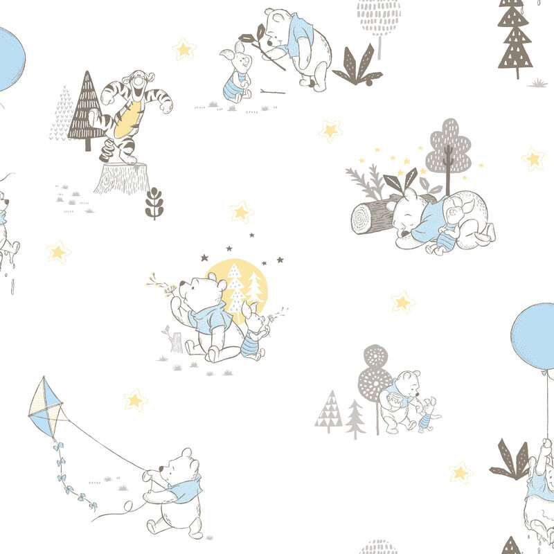 Disney Winnie the Pooh Playmates Yellow Wallpaper image number 0