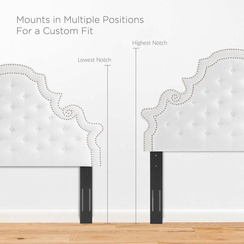 Modway Gwyneth Tufted Performance Velvet Twin Platform Bed in White with Black Wood Legs image number 7