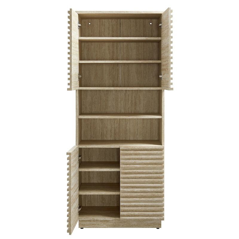 Modway Render Tall Faux Travertine Linen Storage Cabinet