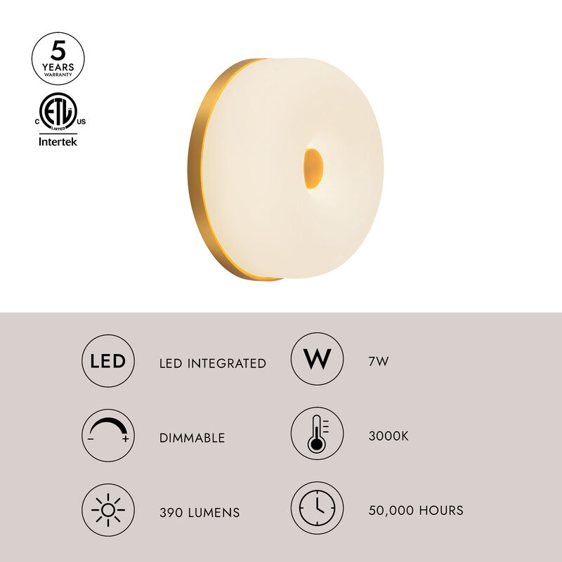 Jada 5-in Damp-Rated Dimmable LED Wall Sconce image number 8