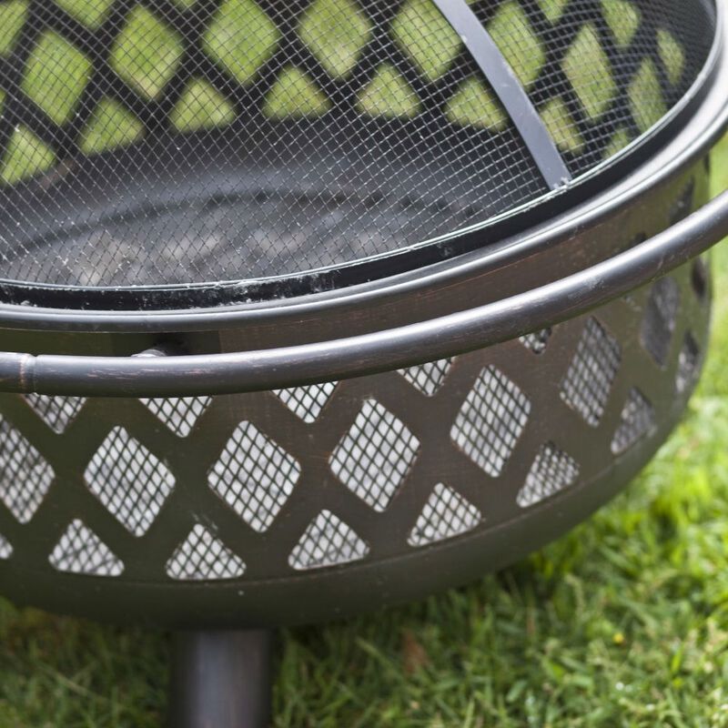 Hivvago 36-inch Bronze Fire Pit with Grill Grate Spark Screen Cover
