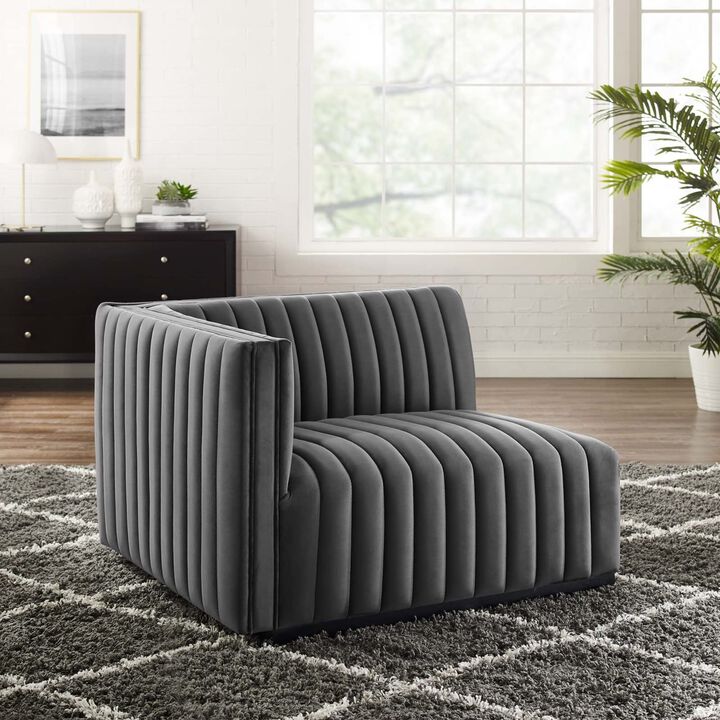 Conjure Channel Tufted Performance Velvet Left-Arm Chair