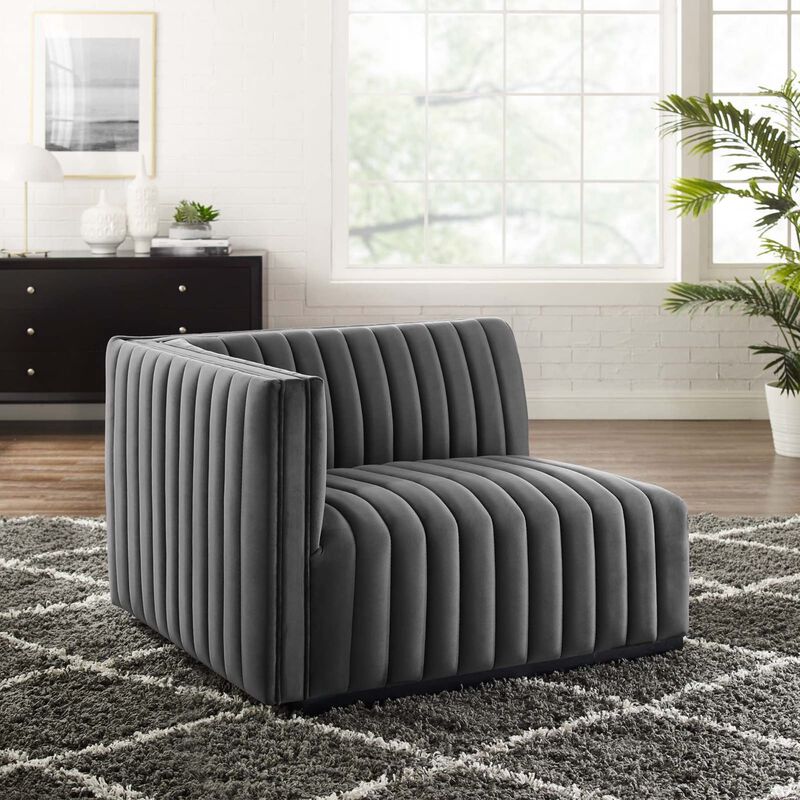 Conjure Channel Tufted Performance Velvet Left-Arm Chair image number 1