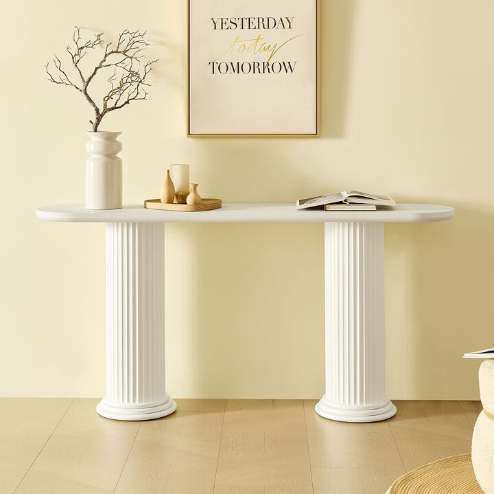 62.99 inch Modern Design Console Table with Roman-style Legs,MDF Entryway Table with Wood Venner for Living Room,Hallway