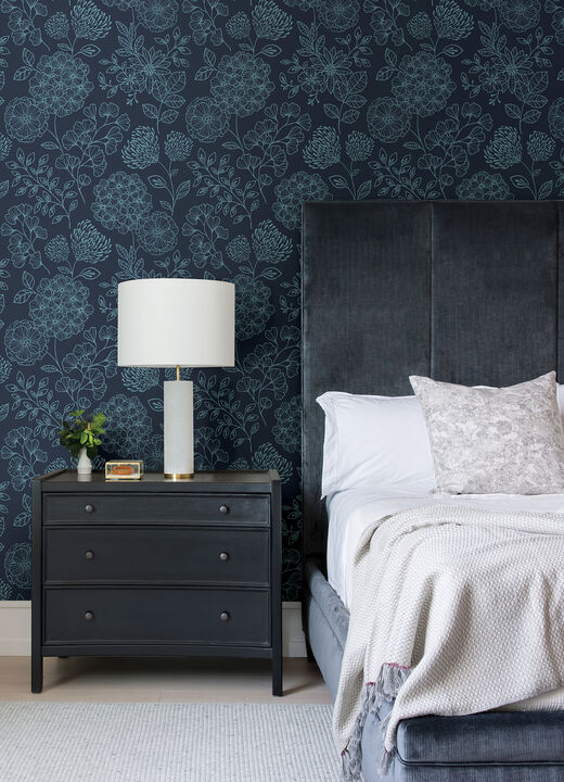 Ada Indigo Floral Wallpaper