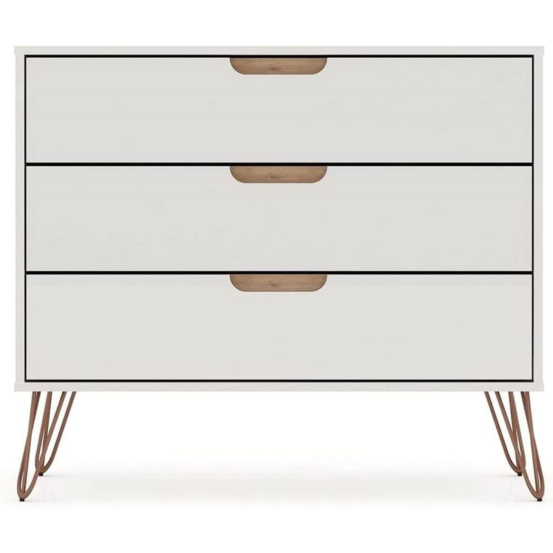 Hivvago Modern Bedroom Scandinavian Style 3-Drawer Dresser in Off-White Natural Finish