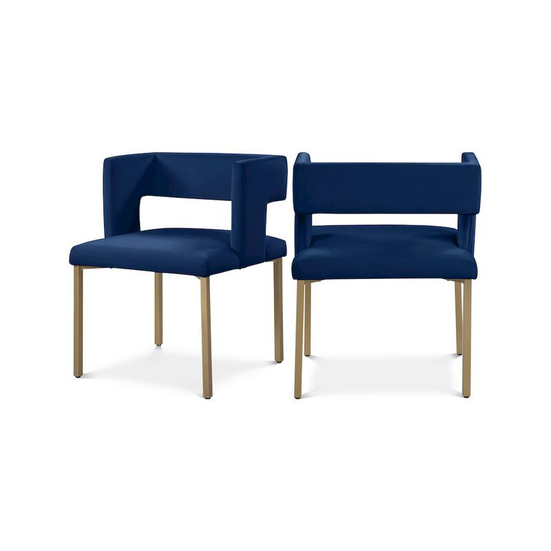 Meridian Furniture Caleb Navy Velvet Dining Chair, Set of 2