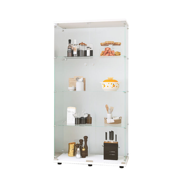 GOODSILO Modern Glass Display Curio Cabinet with Four Shelves and Two Doors for Elegant Home D&eacute;cor