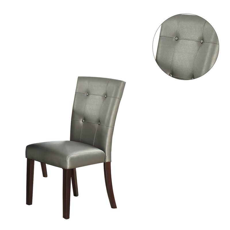 Leather Upholstered Dining Chair, Silver(Set of 2)