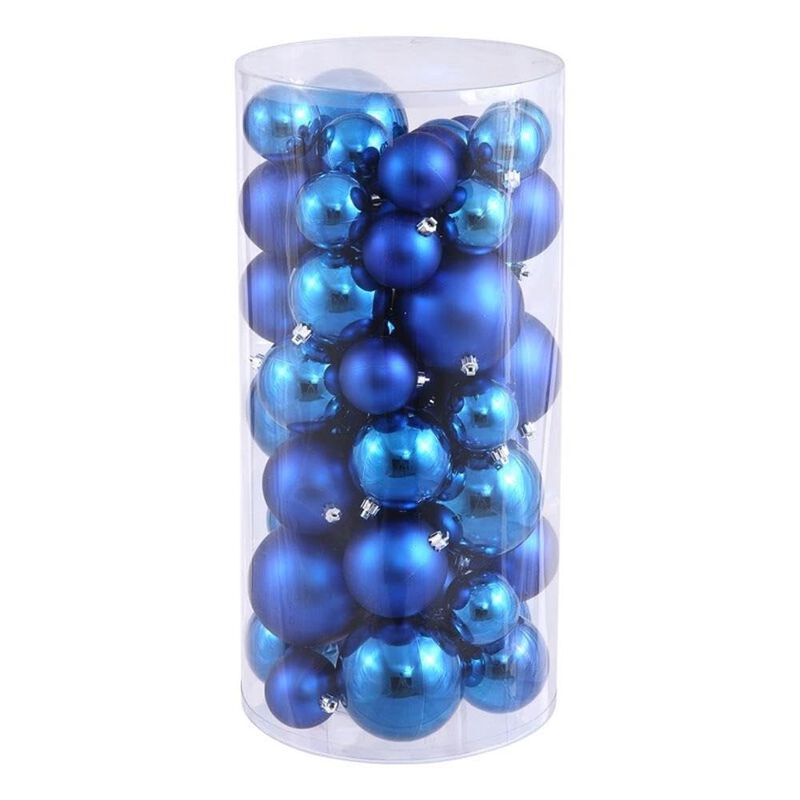 Vickerman 1.5"-2" Plastic Ball Ornaments in Shiny/Matte Blue (Set of 50) image number 0