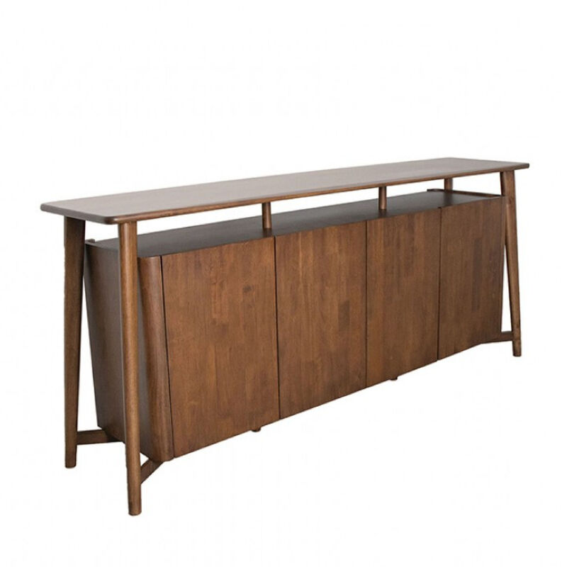 Viki Sideboard Buffet Console, Drawers and 4 Doors, Brown Wood 83 Inch - Benzara
