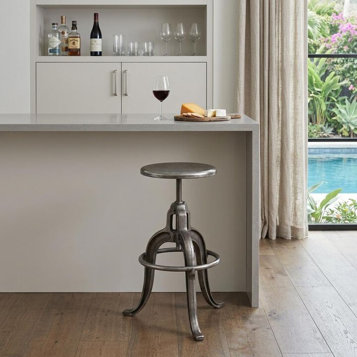 HomeRoots Iron Backless Swivel Bar Chair