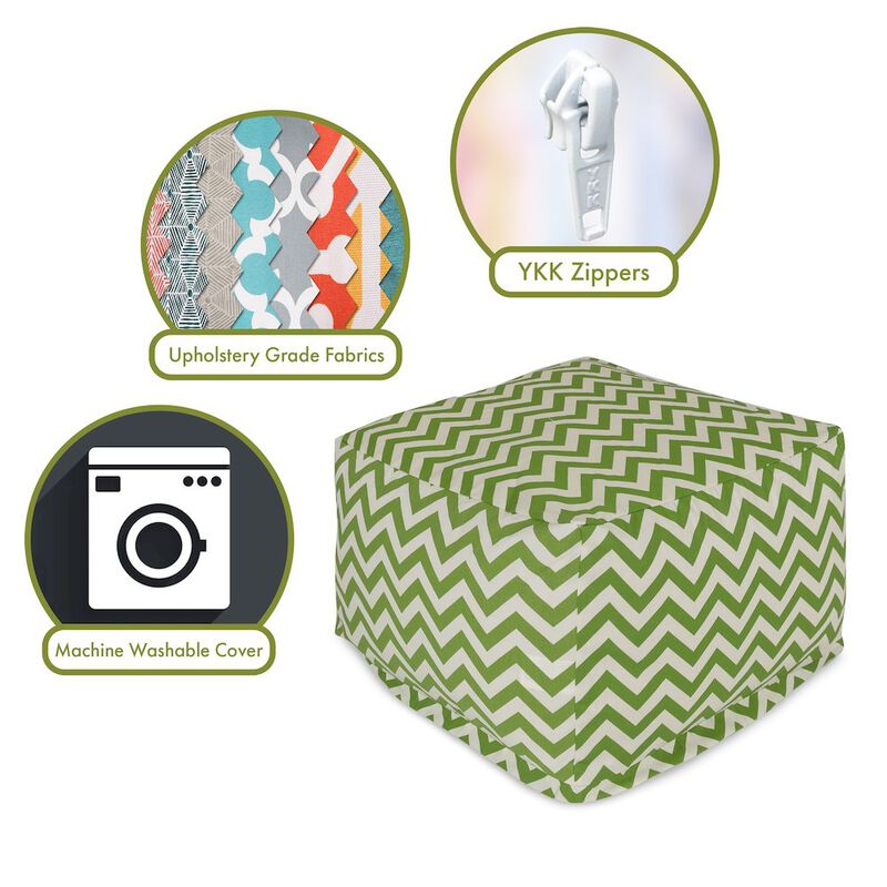 Majestic Home Goods Ottoman Pouf Chevron Sage