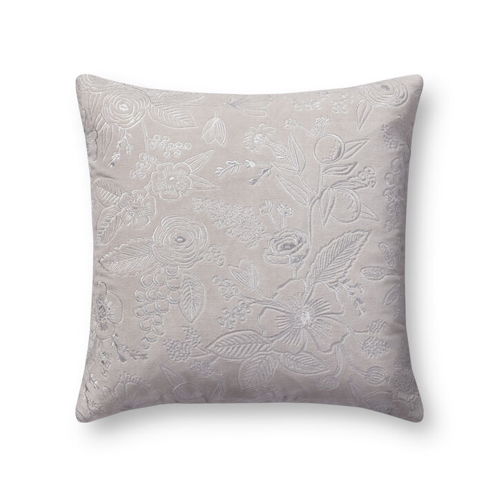 PRP0056 Colette Grey 18''x18'' Polyester Pillow by Rifle Paper Co. &times; Loloi