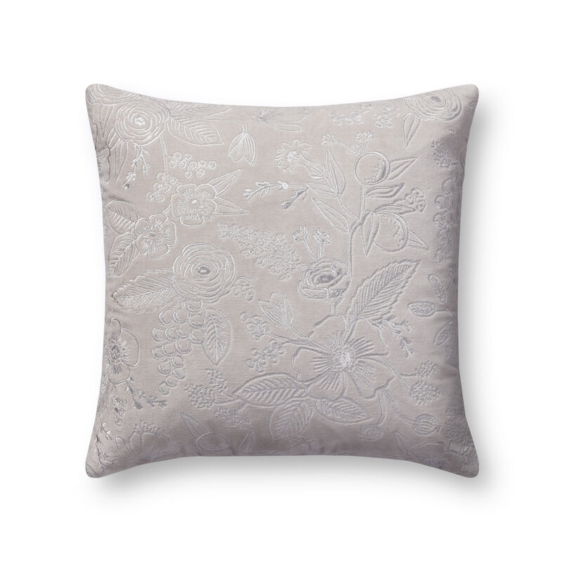 PRP0056 Colette Grey 18''x18'' Down Pillow by Rifle Paper Co. &times; Loloi