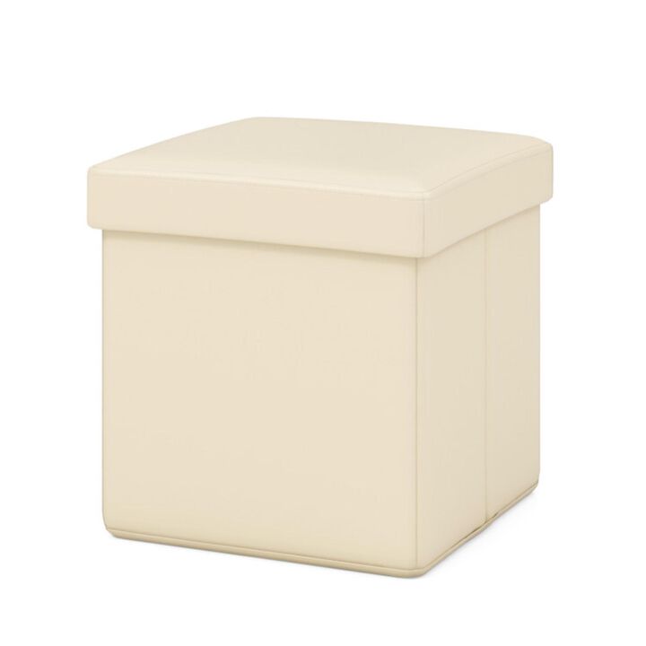 Hivvago Upholstered Square Footstool with PVC Leather Surface for Bedroom