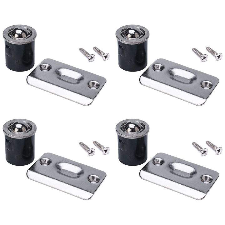 Dondelight 4 Pack Door Catch, Drive in Ball Catches for Interior Doors, 13/16 Inch x 1 Inch, Silver, Modern, Universal Accessori